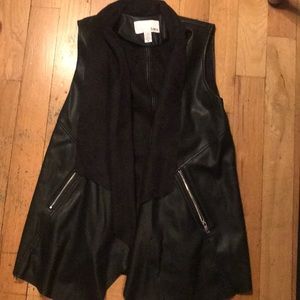 BarIII Faux leather & suede vest with zippers